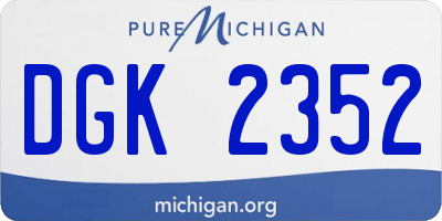 MI license plate DGK2352