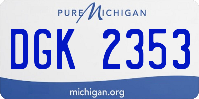 MI license plate DGK2353