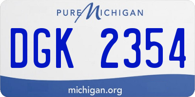 MI license plate DGK2354
