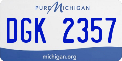 MI license plate DGK2357