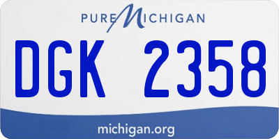 MI license plate DGK2358