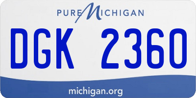MI license plate DGK2360