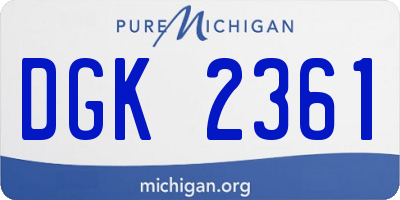 MI license plate DGK2361