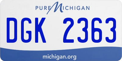 MI license plate DGK2363