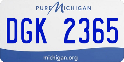 MI license plate DGK2365