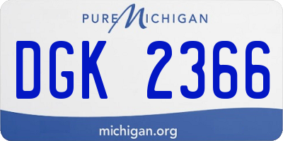 MI license plate DGK2366