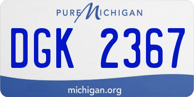MI license plate DGK2367