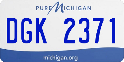 MI license plate DGK2371