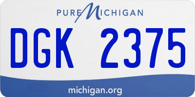 MI license plate DGK2375