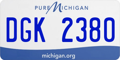MI license plate DGK2380