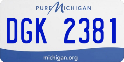 MI license plate DGK2381