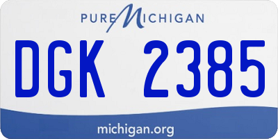 MI license plate DGK2385