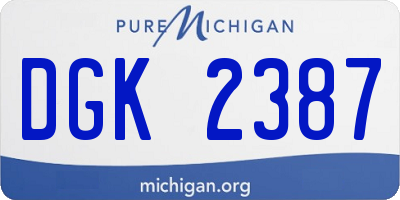 MI license plate DGK2387