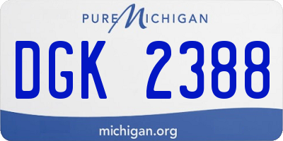 MI license plate DGK2388