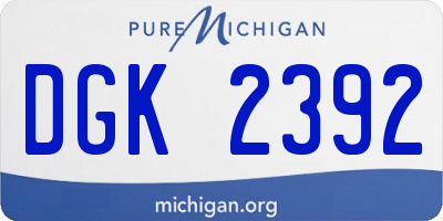 MI license plate DGK2392