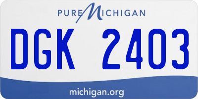 MI license plate DGK2403