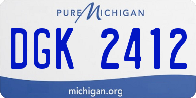 MI license plate DGK2412