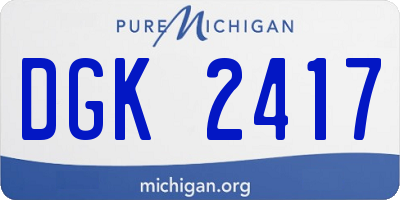 MI license plate DGK2417