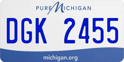 MI license plate DGK2455