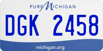 MI license plate DGK2458