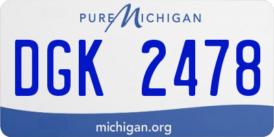 MI license plate DGK2478