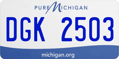 MI license plate DGK2503