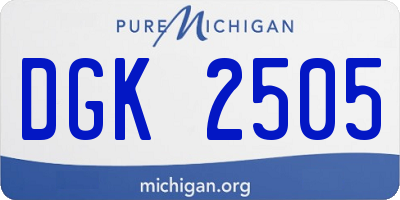 MI license plate DGK2505