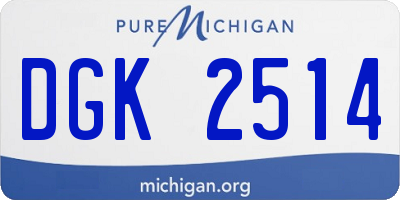 MI license plate DGK2514