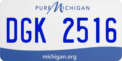 MI license plate DGK2516