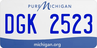 MI license plate DGK2523