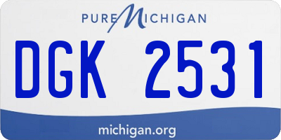 MI license plate DGK2531
