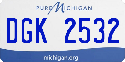 MI license plate DGK2532