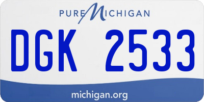 MI license plate DGK2533