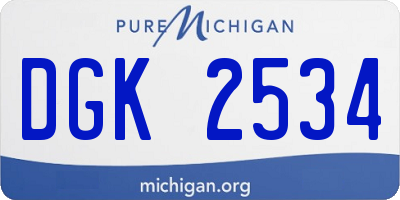 MI license plate DGK2534