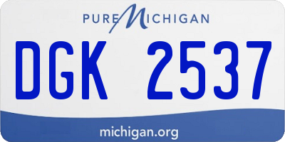 MI license plate DGK2537
