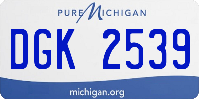 MI license plate DGK2539