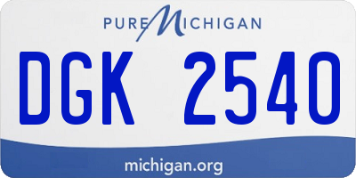 MI license plate DGK2540