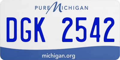 MI license plate DGK2542