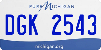 MI license plate DGK2543