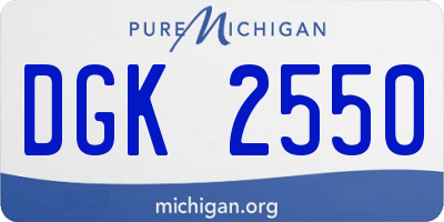MI license plate DGK2550