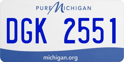 MI license plate DGK2551