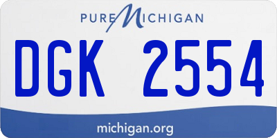 MI license plate DGK2554