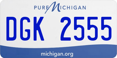 MI license plate DGK2555