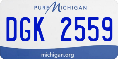 MI license plate DGK2559