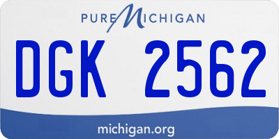 MI license plate DGK2562