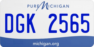 MI license plate DGK2565