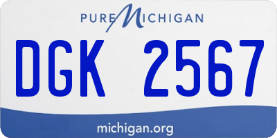 MI license plate DGK2567