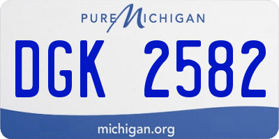 MI license plate DGK2582