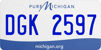 MI license plate DGK2597