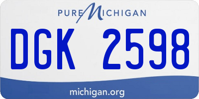 MI license plate DGK2598